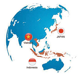 浜松鉄工株式会社の所在地を示した世界地図